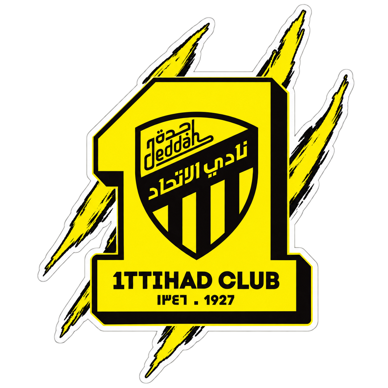 ستيكر شعار الاتحاد داخل رقم 1 مع مخالب صفراء
