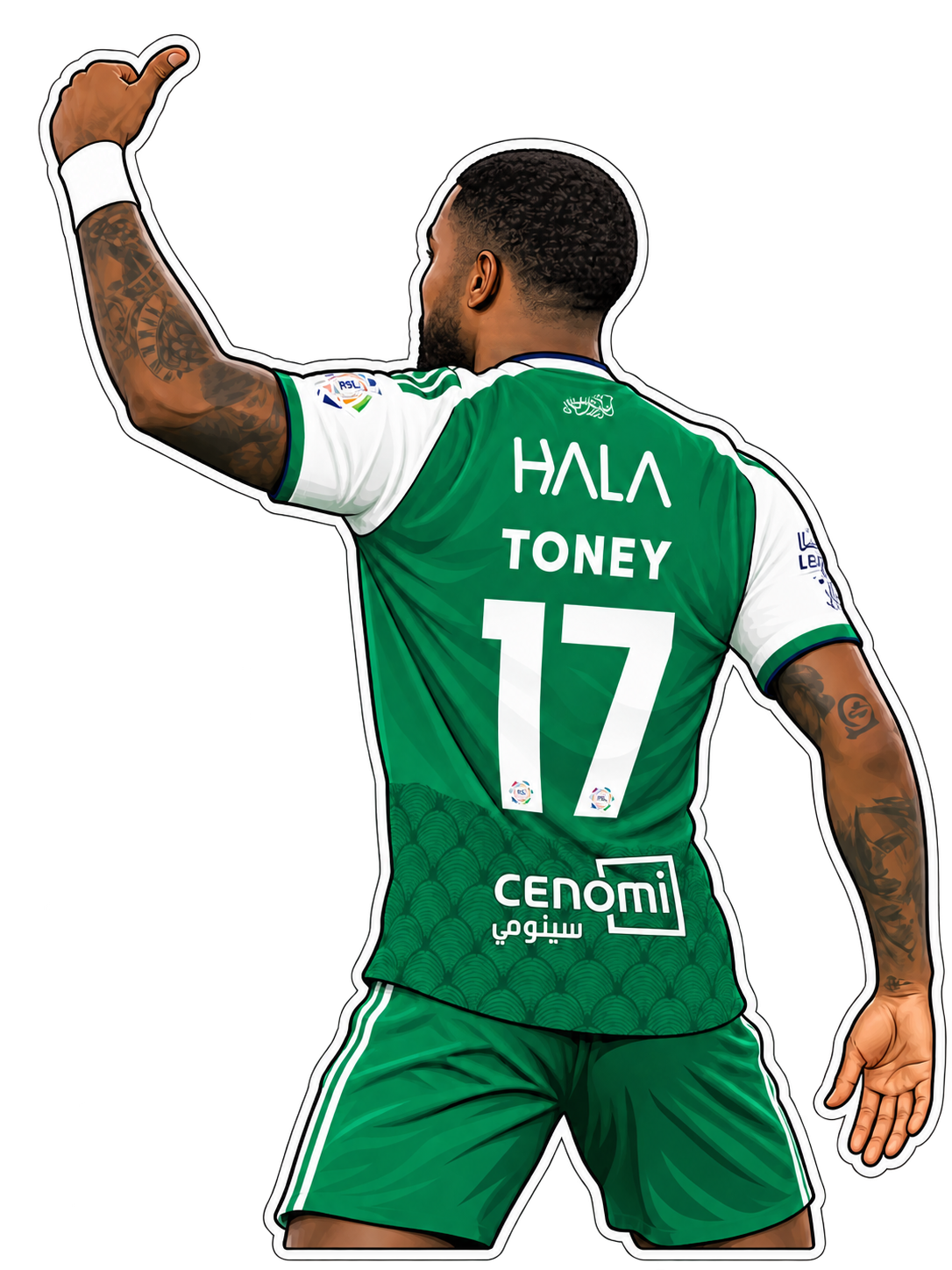 ستيكر لاعب الأهلي توني برقم 17 من الخلف