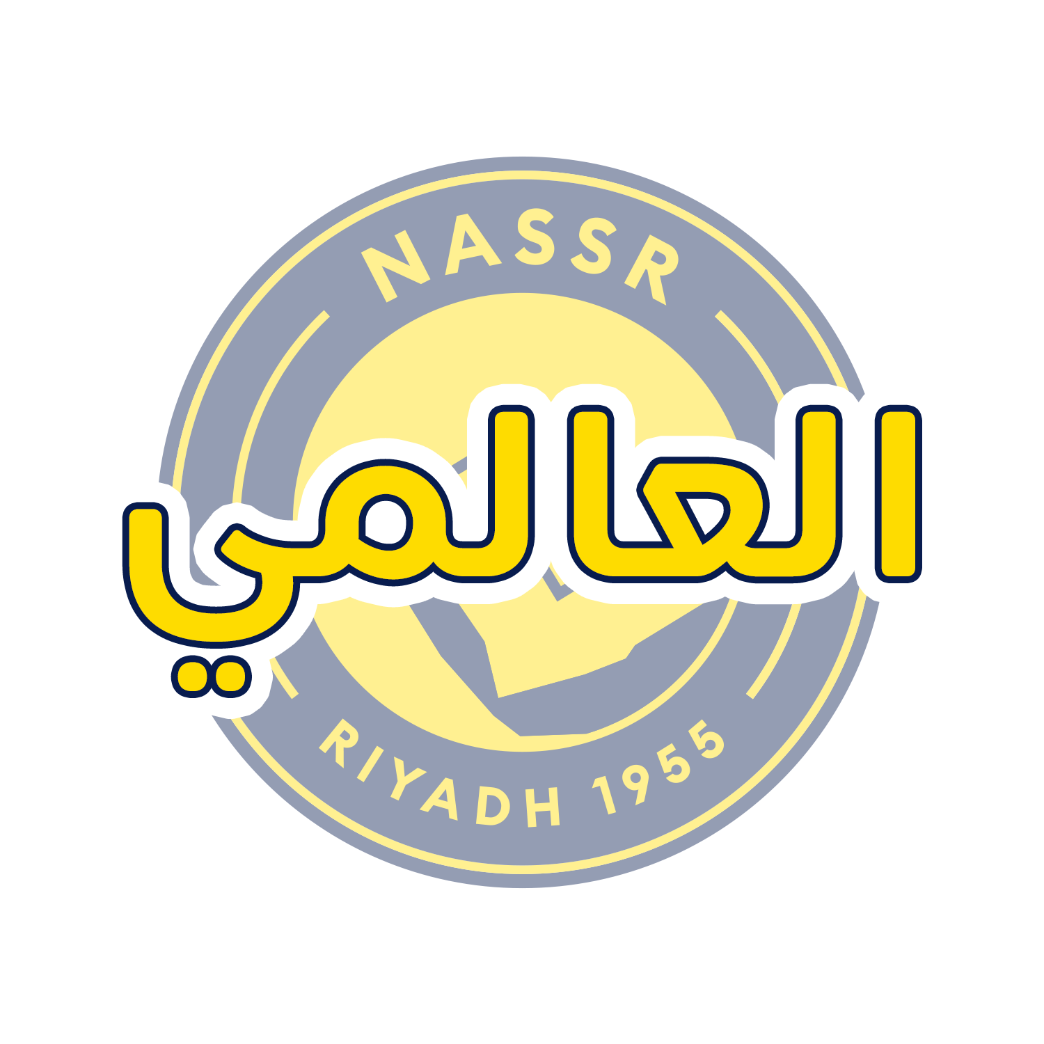ستيكر كلمة العالمي فوق شعار النصر الباهت