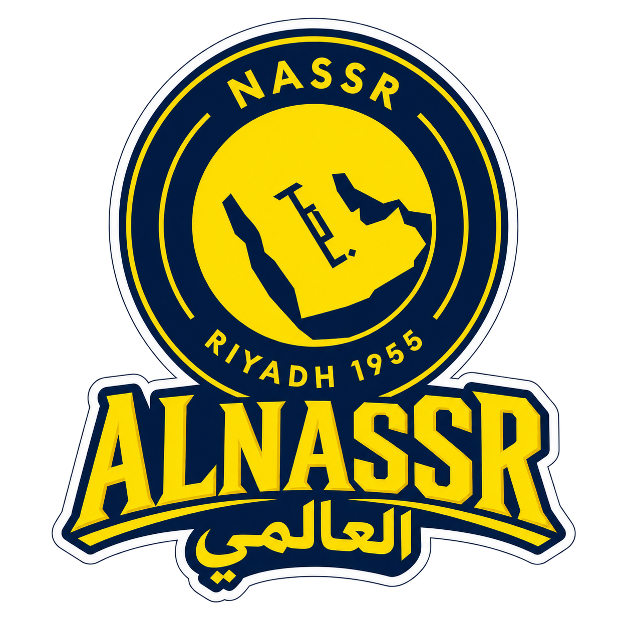 ستيكر شعار النصر مع كلمة النصر العالمي